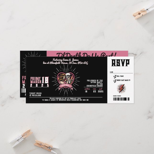 Convite de Casamento Love Groove Rock and Roll (Frente/Verso In Situ)