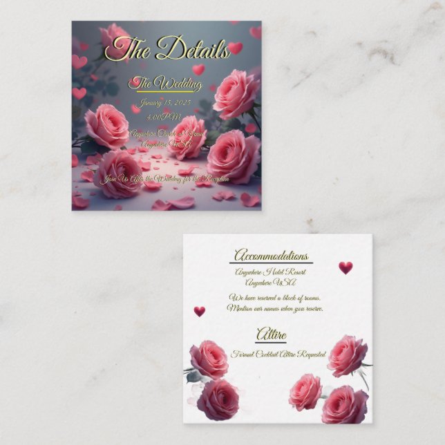 Convite de Casamento Love is in Bloom Detalhes Ros (Frente/Verso)