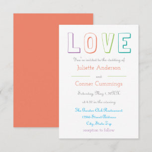 Convite de Casamento LOVE pastel - 3x5