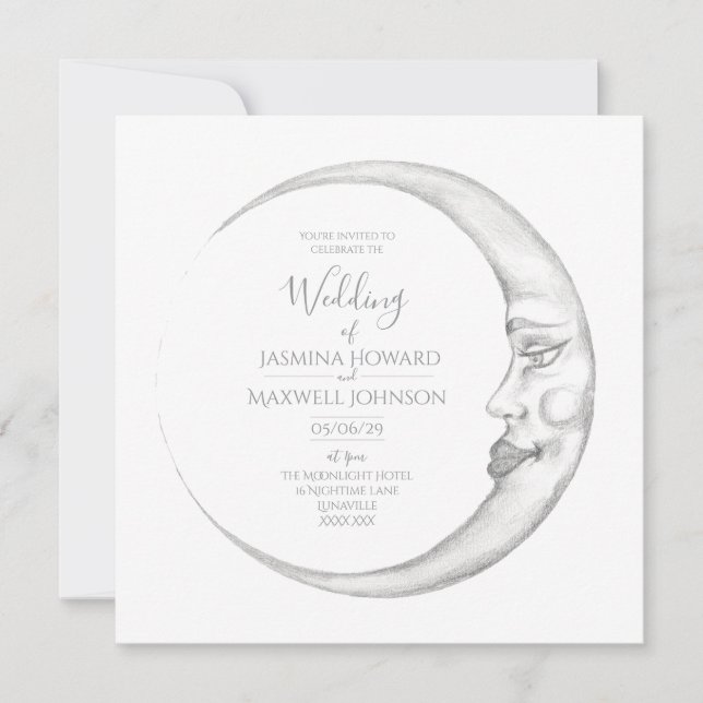 Convite de Casamento Lua Crescente (Frente)