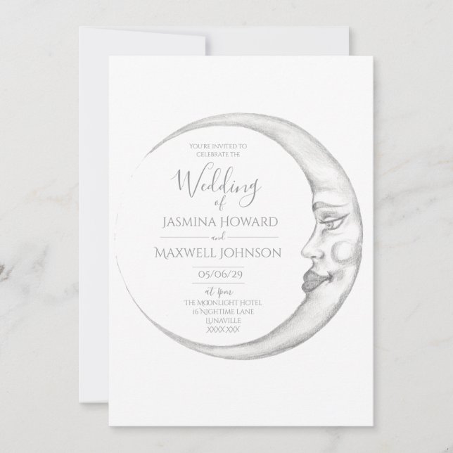 Convite de Casamento Lua Crescente (Frente)