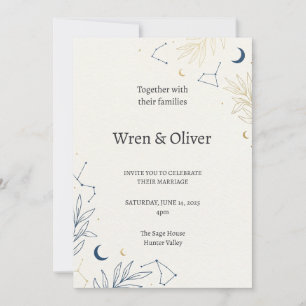 Convite de Casamento Lua Estrelas Celestiais