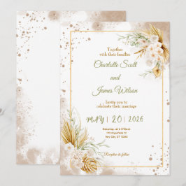 Convite de Casamento Luxo Dourado