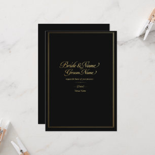 Convite de Casamento Luxo Dourado   Preto & D Eleg