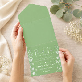 Convite de Casamento Luxo Verde Sage