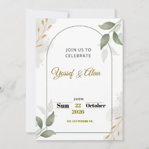 Convite de Casamento Luxuoso   Acentos Dourados   