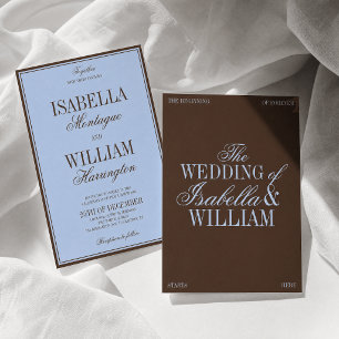 Convite de Casamento Luxuoso Azul e Marrom Dinheir