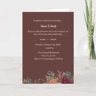 Convite de Casamento Luxuoso Burgundy Elegante