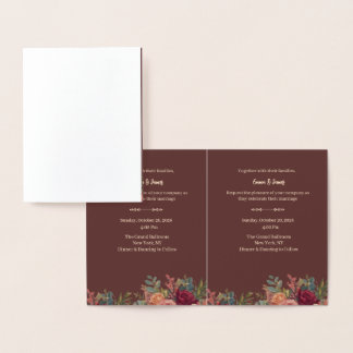 Convite de Casamento Luxuoso Burgundy Elegante
