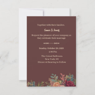 Convite de Casamento Luxuoso Burgundy Elegante