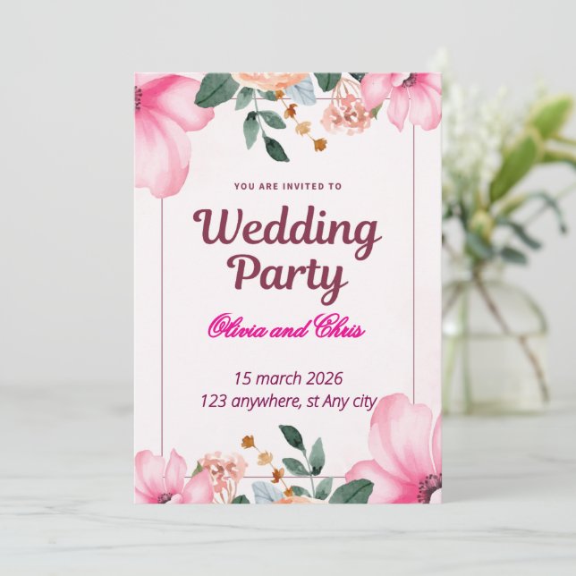 Convite de Casamento Luxuoso e Elegante (Em pé/Frente)
