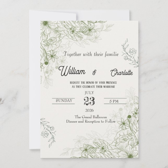 Convite de Casamento Luxuoso e Elegante | Moderno  (Frente)