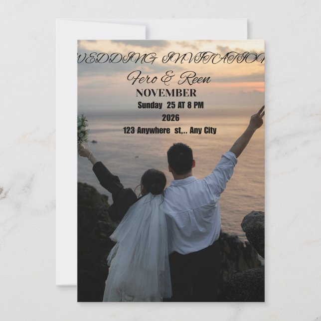 Convite de Casamento Luxuoso e Elegante – Romântic (Frente)