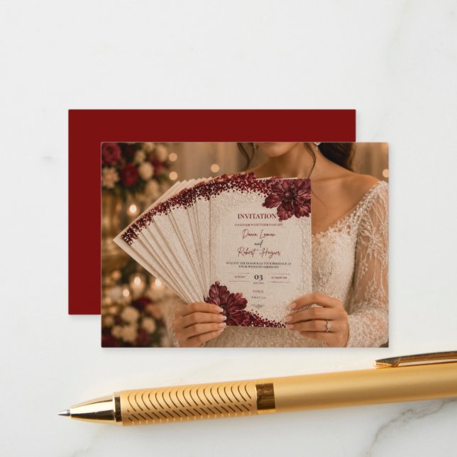 Convite de Casamento Luxuoso Editável (Frente/Verso In Situ)