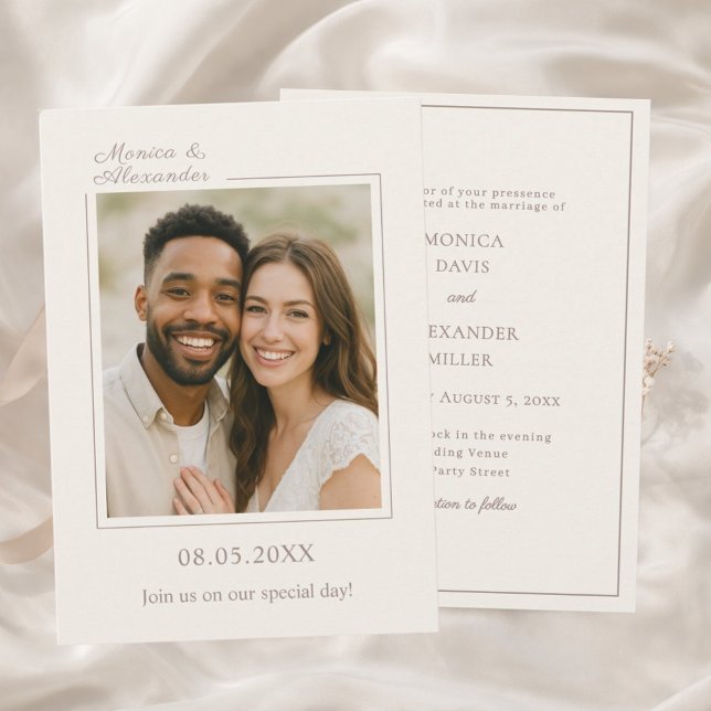 Convite de casamento luxuoso moderno em marfim e t (Criador carregado)