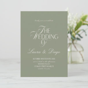 Convite de Casamento Luxuoso Moderno Verde Sage