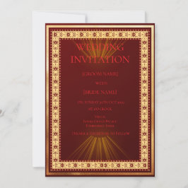 Convite de Casamento Luxuoso Vermelho e Dourado