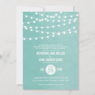 Convite de Casamento Luzes de Corda Aqua