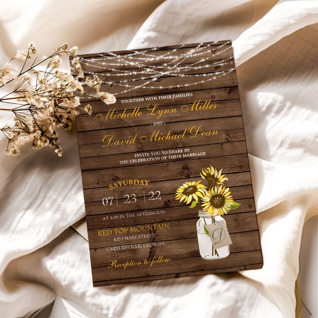 Convite de Casamento Luzes de Corda em Pote de Mas (Criador carregado)