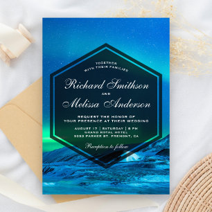Convite de Casamento Luzes do Aurora Boreal Ártica