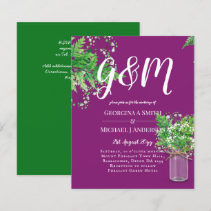 Convite de casamento Magenta de Ferns Greenery
