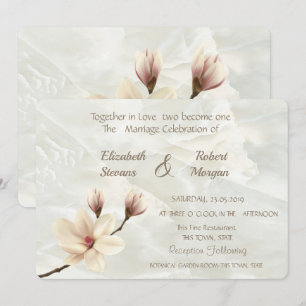 Convite de Casamento Magnólia Chic Elegante, Mármo