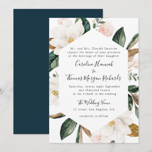 convite de casamento magnolia floral