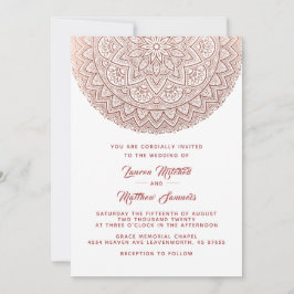 Convite de Casamento Mandala Dourado Rosa