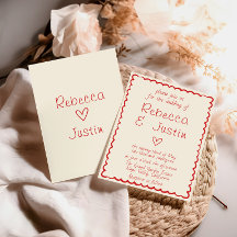 Convite de Casamento Manuscrito com Borda Vermelha