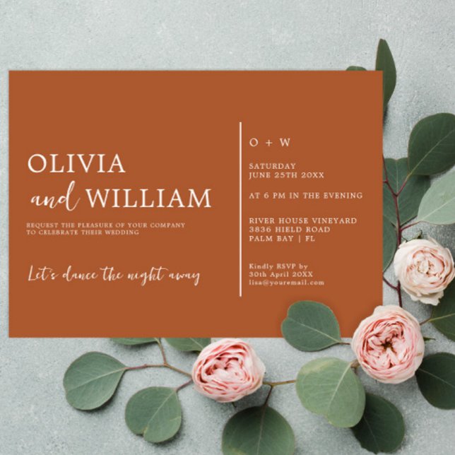 Convite De Casamento Manuscrito De Laranja Queimad (Criador carregado)