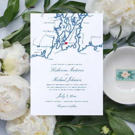 Convite de Casamento Mapa de Newport Rhode Island 