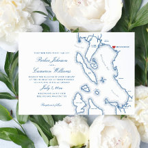Convite de Casamento Mapa Squalicum Boathouse Bell