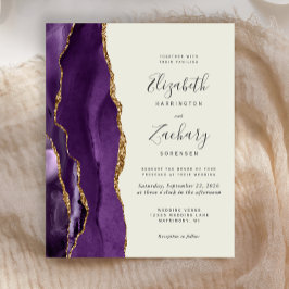 Convite de Casamento Marfim Ágata Roxo Dourado Orç