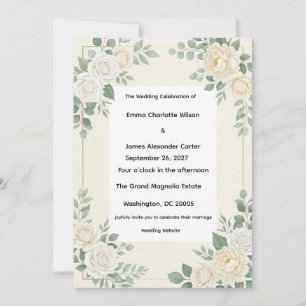 Convite de Casamento Marfim e Dourado Luxuoso Disc
