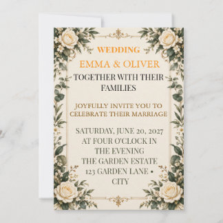 Convite de Casamento Marfim Rosa & Dourado | Vinta