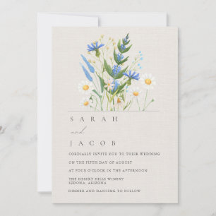 Convite de Casamento Margarida Azul Flor de Verão