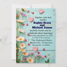 Convite de Casamento Margarida Rústica & Coração