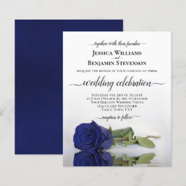 Convite de casamento Marinho azul Rosa Refletindo