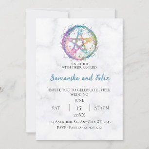Convite de Casamento Mármore Pentáculo Pastel Cele