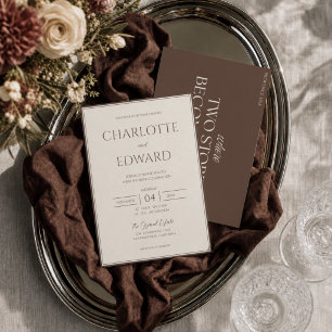 Convite de Casamento Marrom Chocolate Elegante