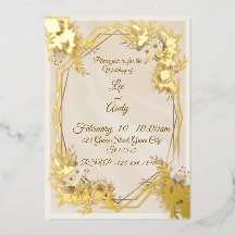 Convite de casamento marrom e bege