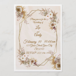 Convite de casamento marrom e bege