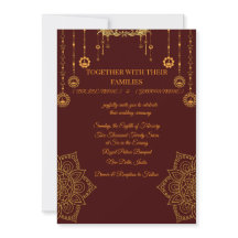 Convite de Casamento Marrom Elegante e Dourado