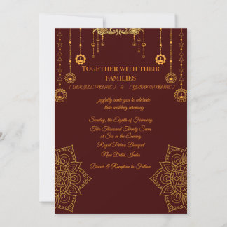 Convite de Casamento Marrom Elegante e Dourado