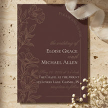 Convite de Casamento Marrom Mousse Moderno Simples