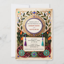 Convite de Casamento Marroquino em Tom de Joia Dou