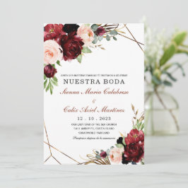 Convite de casamento marsala em espanhol convite