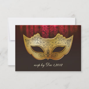 Convite de Casamento Masquerada Fancy Flourish Gol