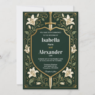 Convite de Casamento Medieval Espada & Escudo