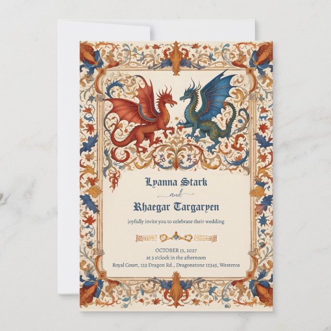 Convite de Casamento Medieval, Manuscrito Antigo (Frente)
